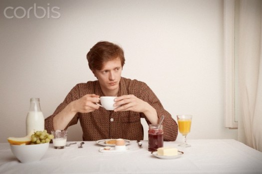 Man having breakfast alone